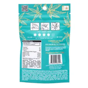 PharmaTHC Euphoria Blend Gummies - Caribbean Fruit Cocktail (2000 Total Cannabinoids) - Bag Back