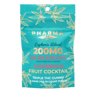 PharmaTHC Euphoria Blend Gummies - Caribbean Fruit Cocktail (2000 Total Cannabinoids) - Bag Front
