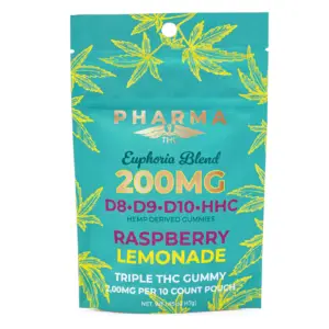 PharmaTHC Euphoria Blend Gummies - Raspberry Lemonade (2000 mg Total Cannabinoids) - Bag Front