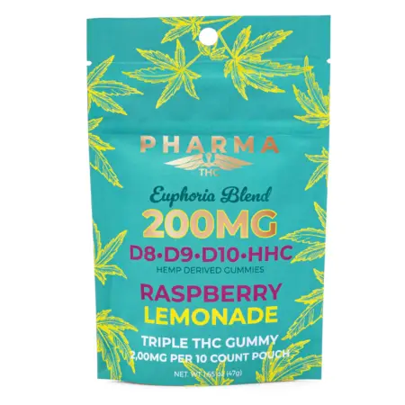PharmaTHC Euphoria Blend Gummies - Raspberry Lemonade (2000 mg Total Cannabinoids) - Bag Front