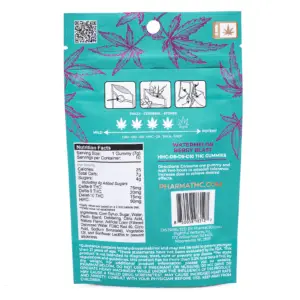PharmaTHC Euphoria Blend Gummies - Watermelon Berry Blast (2000 mg Total Cannabinoids) - Bag Back