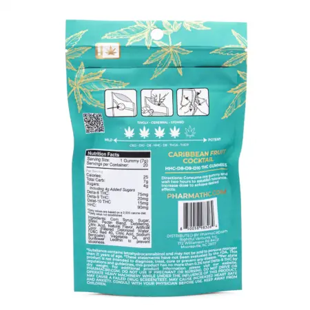 PharmaTHC Euphoria Blend Gummies - Caribbean Fruit Cocktail (4000 mg Total Cannabinoids) - Image 3