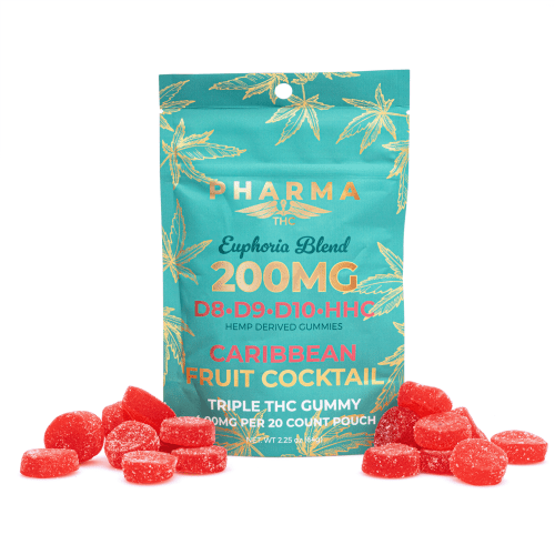 PharmaTHC Euphoria Blend Gummies - Caribbean Fruit Cocktail (4000 mg Total Cannabinoids) - Combo