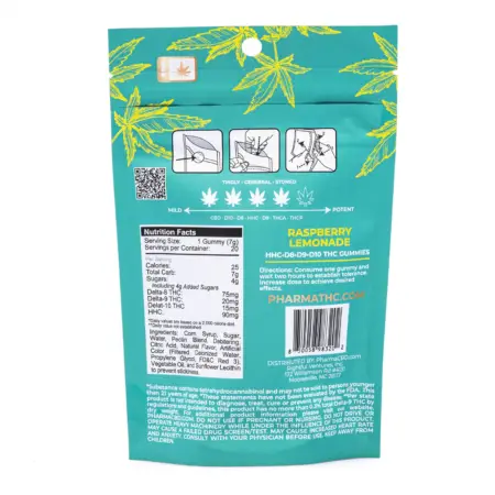PharmaTHC Euphoria Blend Gummies - Raspberry Lemonade (4000 mg Total Cannabinoids) - Image 3