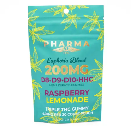 PharmaTHC Euphoria Blend Gummies - Raspberry Lemonade (4000 mg Total Cannabinoids) - Bag Front