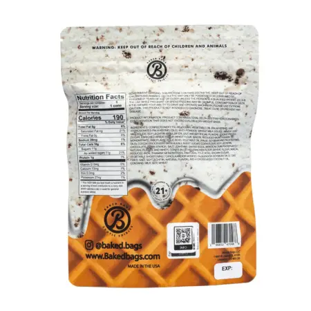 Baked Bags Delta 8 THC Coned - Cookies & Cream (600 mg Total Delta 8 THC) - Bag Back
