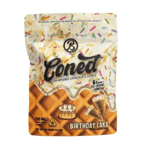 Baked Bags Delta 9 THC Coned - Birthday Cake (150 mg Total Delta 9 THC) - Bag Front