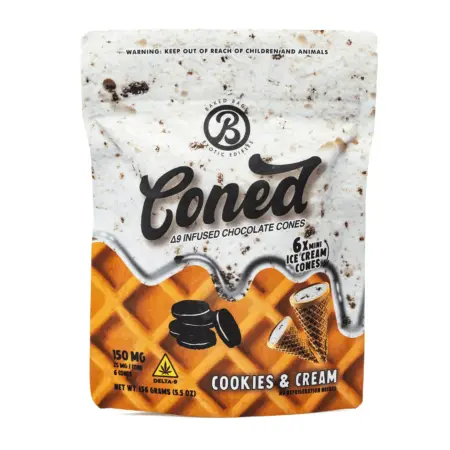 Baked Bags Delta 9 THC Coned - Cookies & Cream (150 mg Total Delta 9 THC) - Bag Front