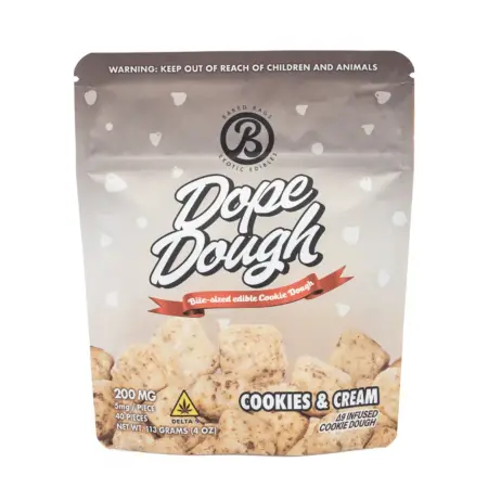 Baked Bags Delta 9 THC Dope Dough - Cookies & Cream (200 mg Total Delta 9 THC) - Bag Front