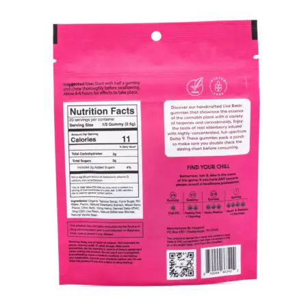 Haygood Delta 9 Live Resin Gummies - Elderberry (200 mg Total Delta 9 THC) - bag back