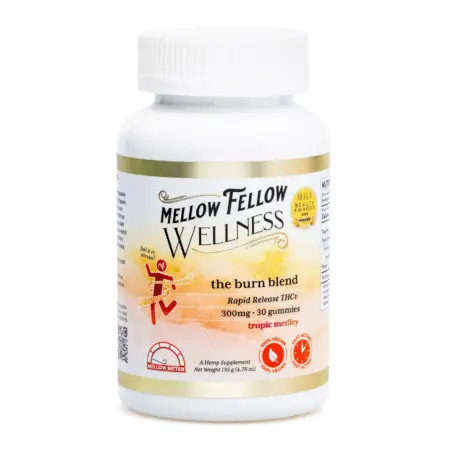 Mellow Fellow Wellness Gummies - Burn Blend - Tropic Medley (300 mg Total Cannabinoids) - Bottle Front