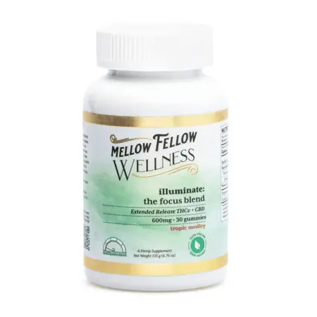 Mellow Fellow Wellness Gummies - Focus Blend - Tropic Medley (600 mg Total Cannabinoids) - Jar Front