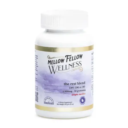 Mellow Fellow Wellness Gummies - Rest Blend - Tropic Medley (1500 mg Total Cannabinoids) - Jar Front