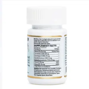 Mellow Fellow Wellness Softgel Capsules - Energy Blend (1500 mg Total Cannabinoids) - Bottle Back