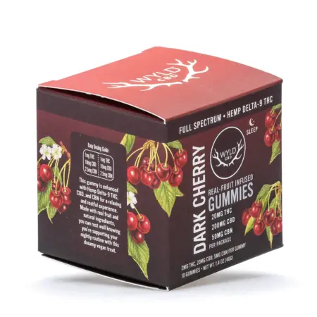 Wyld Delta 9 CBD CBN Low Dose Calm Gummies - Dark Cherry - 10 Count (270 mg Total Cannabinoids) - Box Front