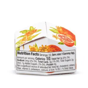 Wyld Delta 9 CBD Restore Gummies - Pomegranate - 10 Count (100 mg Delta 9 THC + 100 mg CBD Total) - Box Back