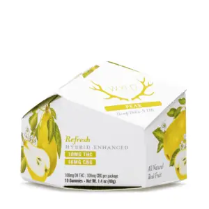 Wyld Delta 9 CBG Refresh Gummies - Pear - 10 Count (100 mg Delta 9 THC + 100 mg CBG Total) - Box Front