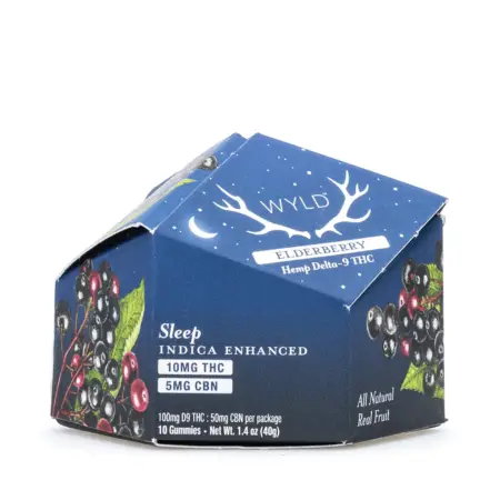 Wyld Delta 9 CBN Sleep Gummies - Elderberry - 10 Count (100 mg Delta 9 THC + 50 mg CBN Total) - Box Front