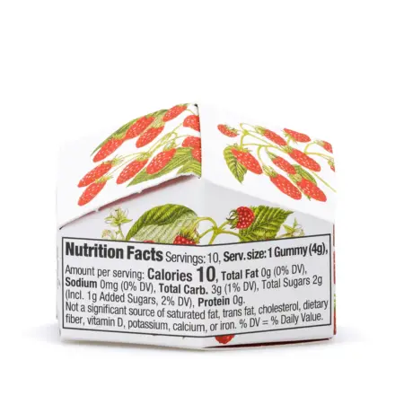 Wyld Delta 9 THC Active Sativa Gummies - Raspberry - 10 Count (100 mg Delta 9 THC Total) - Box Back