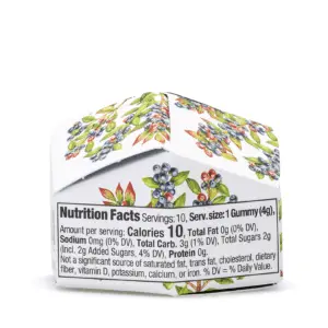 Wyld Delta 9 THC Playful Hybrid Gummies - Huckleberry - 10 Count (100 mg Delta 9 THC Total) - Box Back