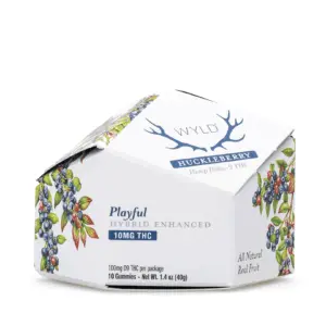 Wyld Delta 9 THC Playful Hybrid Gummies - Huckleberry - 10 Count (100 mg Delta 9 THC Total) - Box Front