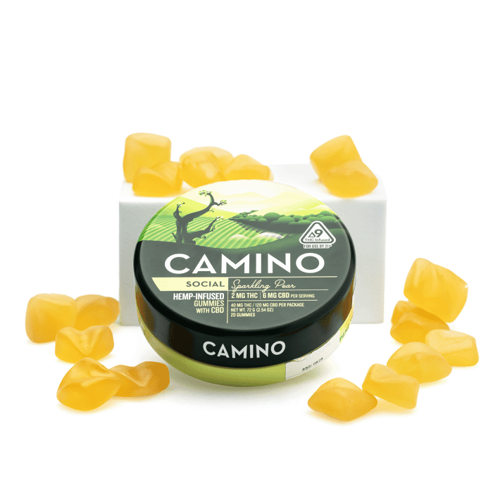 Camino Delta 9 and CBD Social Gummies - Sparkling Pear (40 mg Delta 9 THC + 120 mg CBD Total) - Combo