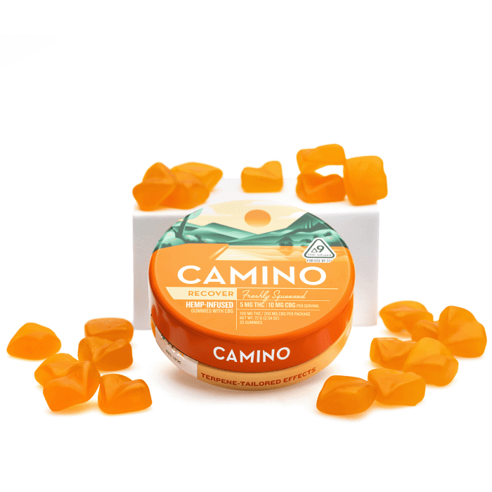 Camino Delta 9 and CBG Recover Gummies - Freshly Squeezed (100 mg Delta 9 THC + 200 mg CBG Total) - Combo