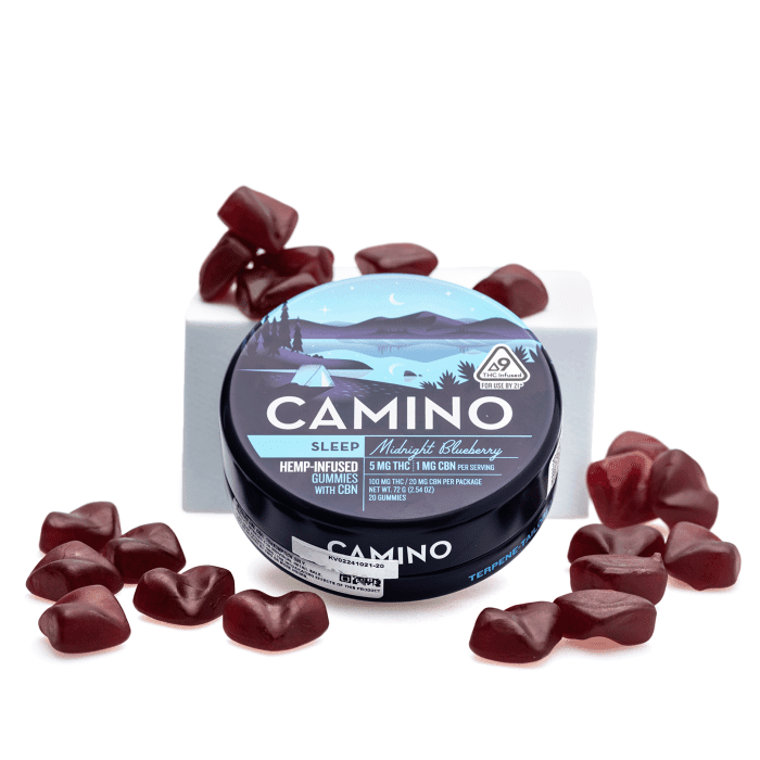 Camino Delta 9 and CBN Sleep Gummies - Midnight Blueberry (100 mg Delta 9 THC + 20 mg CBN Total) - Combo