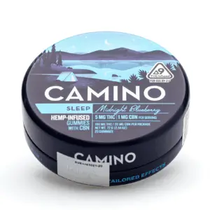 Camino Delta 9 THC and CBN Sleep Gummies - Midnight Blueberry - Tin Front
