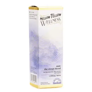 Mellow Fellow Wellness Tincture - Rest Blend - Berry (1500 mg Total Cannabinoids) - Box Front
