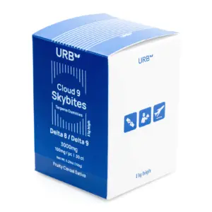 Urb Delta 8 THC and Delta 9 THC Cloud 9 Skybites - Fruity Cereal (90 mg Delta 8 THC + 10 mg Delta 9 THC Total) - Box Front