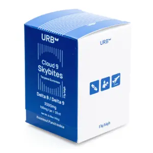 Urb Delta 8 THC and Delta 9 THC Cloud 9 Skybites - Knockout Punch (90 mg Delta 8 THC + 10 mg Delta 9 THC Total) - Box Front