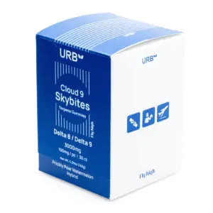 Urb Delta 8 THC and Delta 9 THC Cloud 9 Skybites - Prickly Pear Watermelon (90 mg Delta 8 THC + 10 mg Delta 9 THC Total) - Box Front