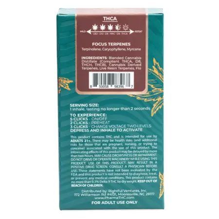 PharmaTHC Project Alpha THCA Live Resin Disposable - Super Lemon Cherry Gelato (3 gram) - Box Back