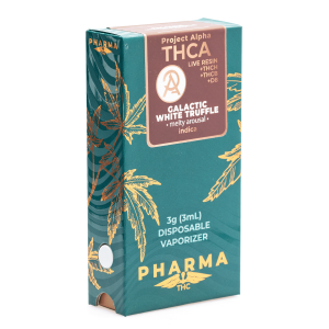 PharmaTHC Project Alpha THCa Live Resin Disposable - Galactic White Truffle (3 gram) - Box Front