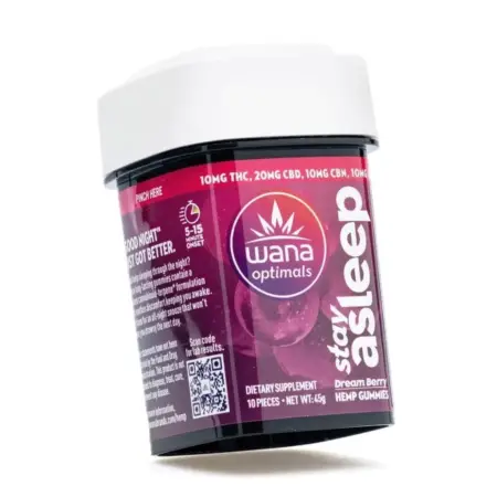 Wana Optimals Stay Asleep Gummies (350 Total Cannabinoids) - Jar Front