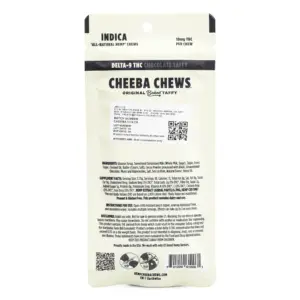 Cheeba Chews Delta 9 Chocolate Taffy - Indica (100 mg Delta 9 THC Total) - Bag Back