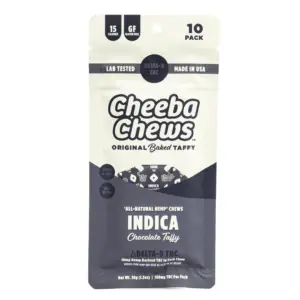 Cheeba Chews Delta 9 Chocolate Taffy - Indica (100 mg Delta 9 THC Total) - Bag Front