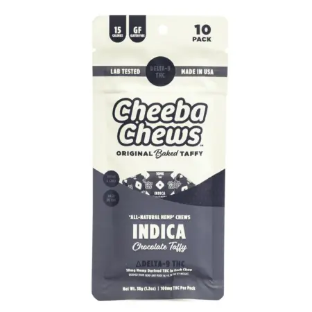 Cheeba Chews Delta 9 Chocolate Taffy - Indica (100 mg Delta 9 THC Total) - Bag Front