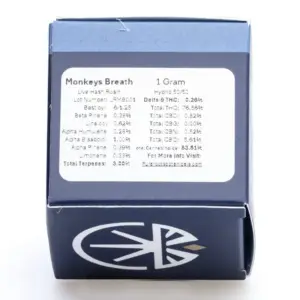 Pure Roots Botanicals THCa Live Rosin Concentrate - Monkey Breath (1 gram) - Box Back