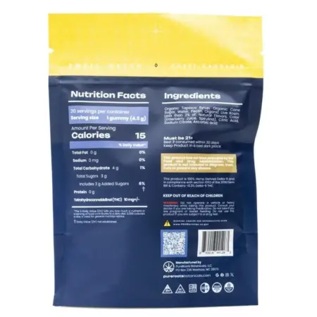 Pure Roots Botanicals THC Live Rosin Gummies - Pineapple Paradise (200 mg Total Delta 9 THC) - bag back