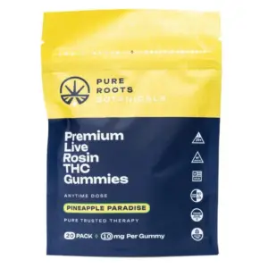 Pure Roots Botanicals THC Live Rosin Gummies - Pineapple Paradise (200 mg Total Delta 9 THC) - bag front
