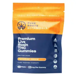 Pure Roots Botanicals THC Live Rosin Gummies - Tangerine Dream (200 mg Total Delta 9 THC) - bag front
