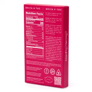 DeVINE Naturals Delta 8 and Delta 9 THC Cannabis Confections Chocolate Bar - Wedding Cake - box back