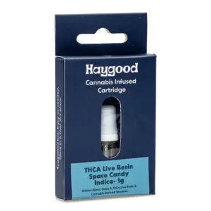 Haygood Artisan THCa Live Resin Cartridge - Space Candy Indica (1 gram) - box front