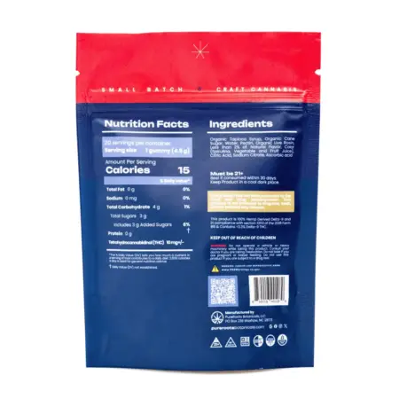 Pure Roots Botanicals THC Live Rosin Gummies - Strawberry Frost (200 mg Total Delta 9 THC) - bag back