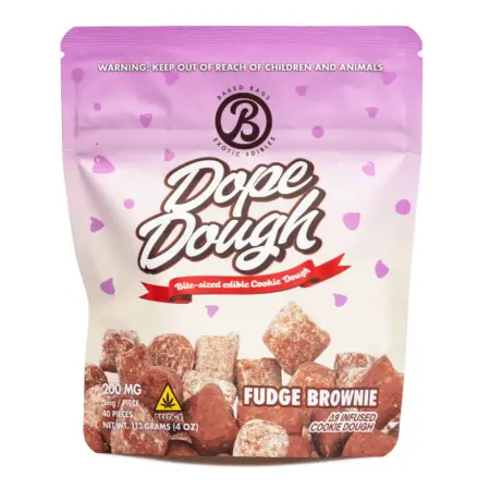 Baked Bags Delta 9 THC Dope Dough - Fudge Brownie (200 mg Total Delta 9 THC) - bag front