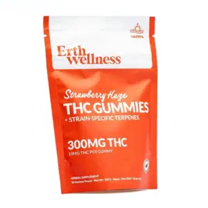 Erth Wellness THC Live Resin Gummies - Strawberry Haze - Bag Front