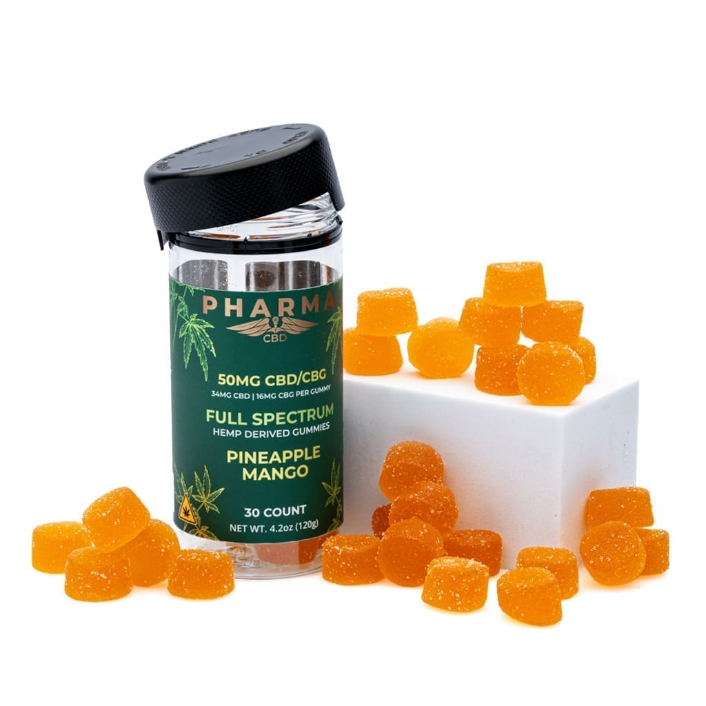 Shop PharmaCBD Full Spectrum CBD and CBG Gummies - Pineapple Mango