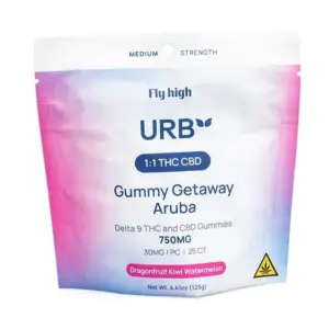Urb Delta 9 and CBD Gummies - Dragonfruit Kiwi Watermelon - Bag Front